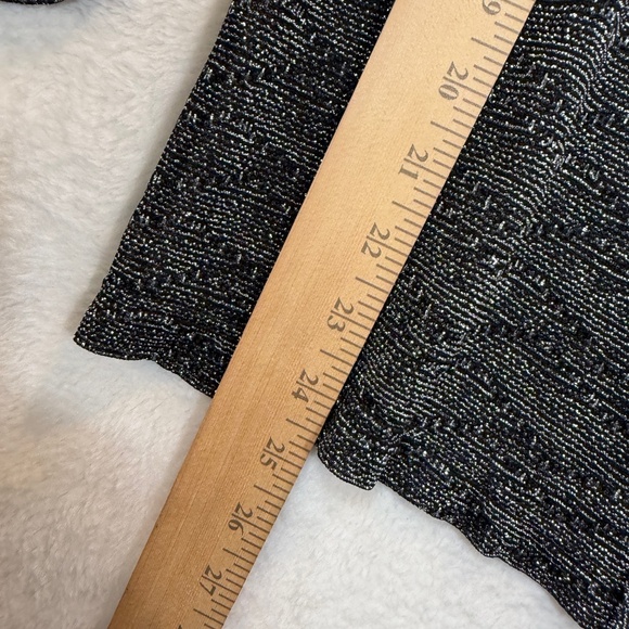 Traditions Cardigan Womens Size Large Black Sparkly Semi Sheer Goth Holiday - Picture 6 of 7